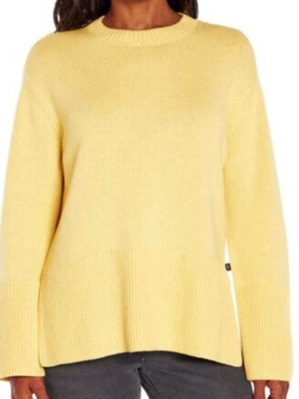GAP Sweater 100% Cotton Size M Yellow Women's Crewneck Drop Shoulder